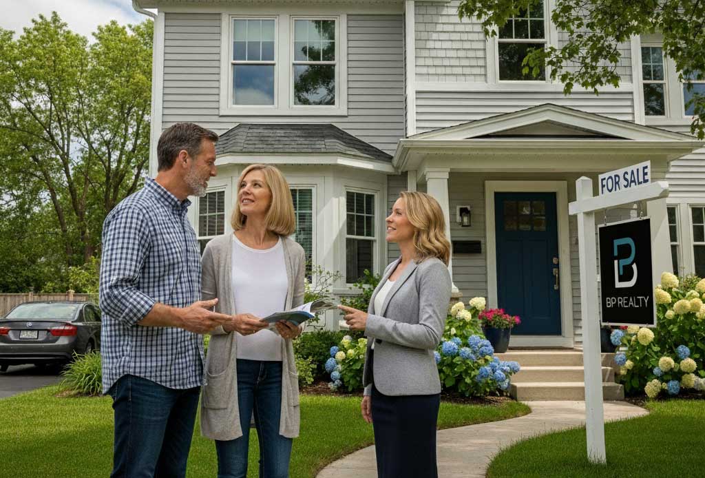 BP Realty Hudsonville Realtor helping middle-aged couple buy a home in Hudsonville, MI
